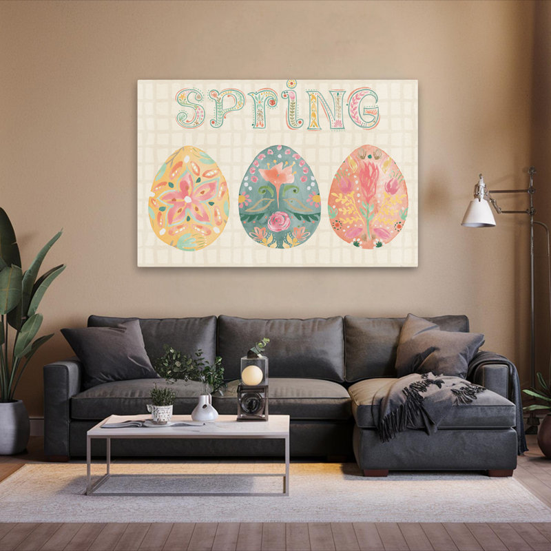 Printemps, chanson, contemporain, bleu, floral, crème, Pâques, H 60 po x l 40 po