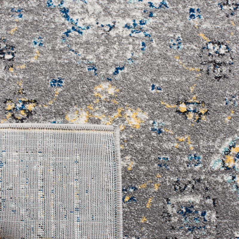Minonk Oriental Cotton/Jute Dark Grey/Yellow Area Rug, Rectangle 3' x 5'