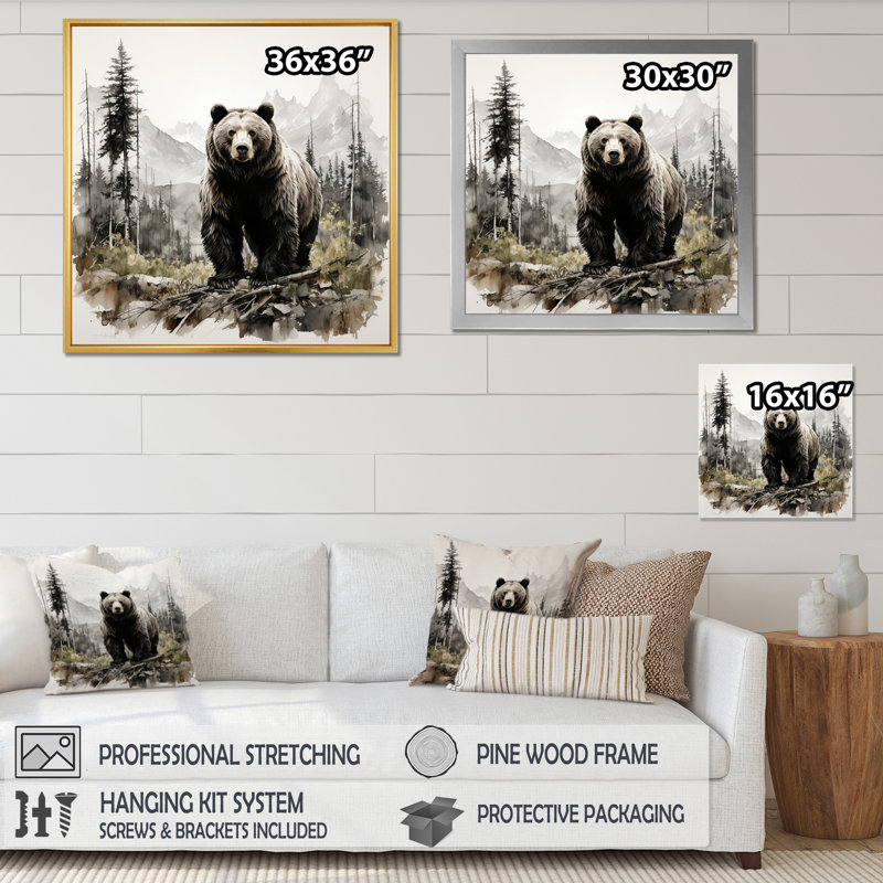 Bear Wild Majesty II Print, 16" H x 16" W, White, Floater Framed