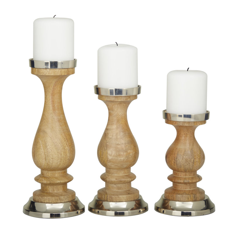 11.55'' H Wood Tabletop Candlestick