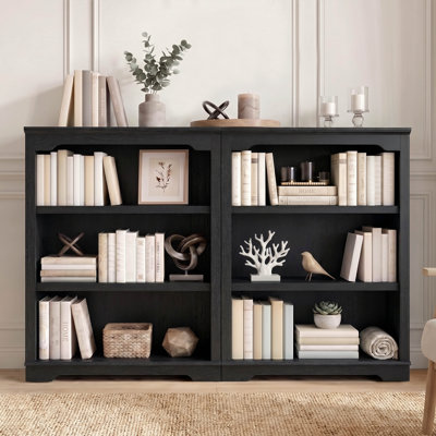 42.1" H X 31.5" W Standard Bookcase With 3-Tiers Shelf,Set Of 2