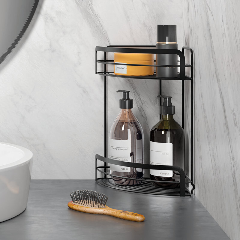 Origin Lava Bathroom Corner Shelf With 2 Levels Black