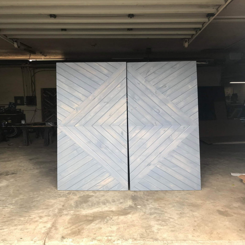 Porte de grange en bois lambrissé sans trousse de quincaillerie d’installation, 34 po x 84 po