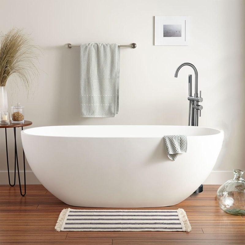 Robinet de baignoire autoportant monocommande à fixation au sol avec douche à main en noir, Nickel brossé