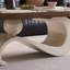 Table basse ovale en acier au carbone blanc Microlite