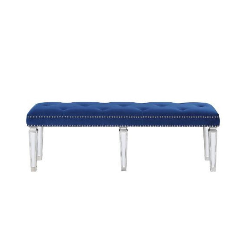 Hallmark Upholstered Bench with Tapered Leg, Blue