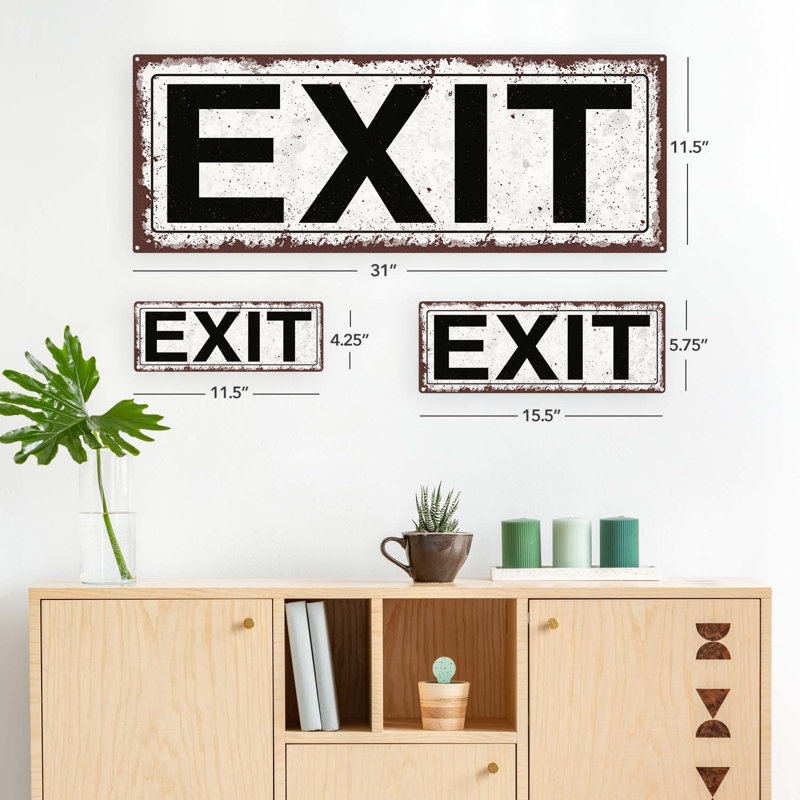 " Distressed, Exit Metal Sign ", 5.75" H x 15.5" W