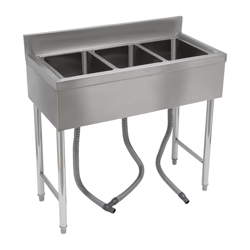 Three Bowls Kitchen Bar Sink with Faucet