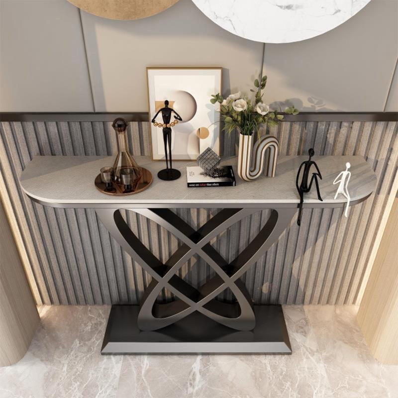 Console Table, Gray/Black, 31.5" H x 39.4" W x 11.8" D