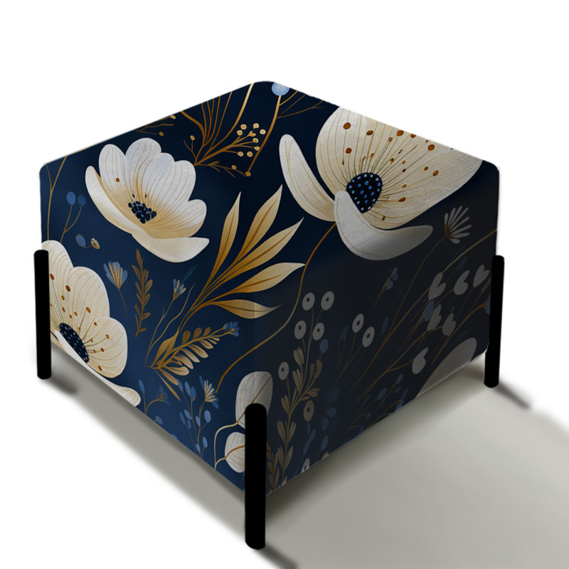 Motif floral artistique III - repose-pieds carré floral