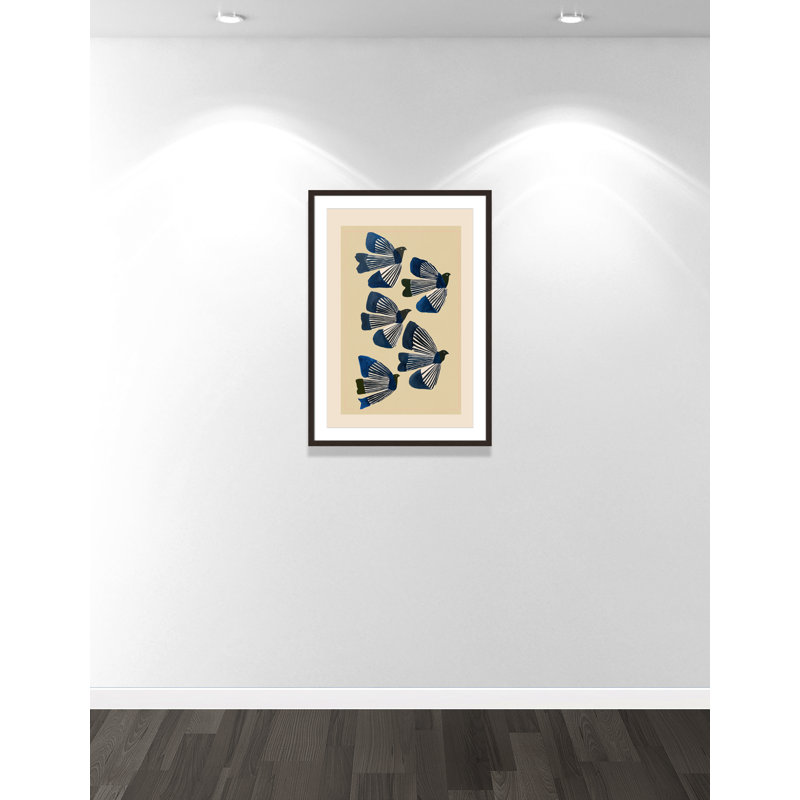 Imprimé indigo par ville, L 25,5 po x H 35,5 po, Noyer à grain ouvert, Matted Print