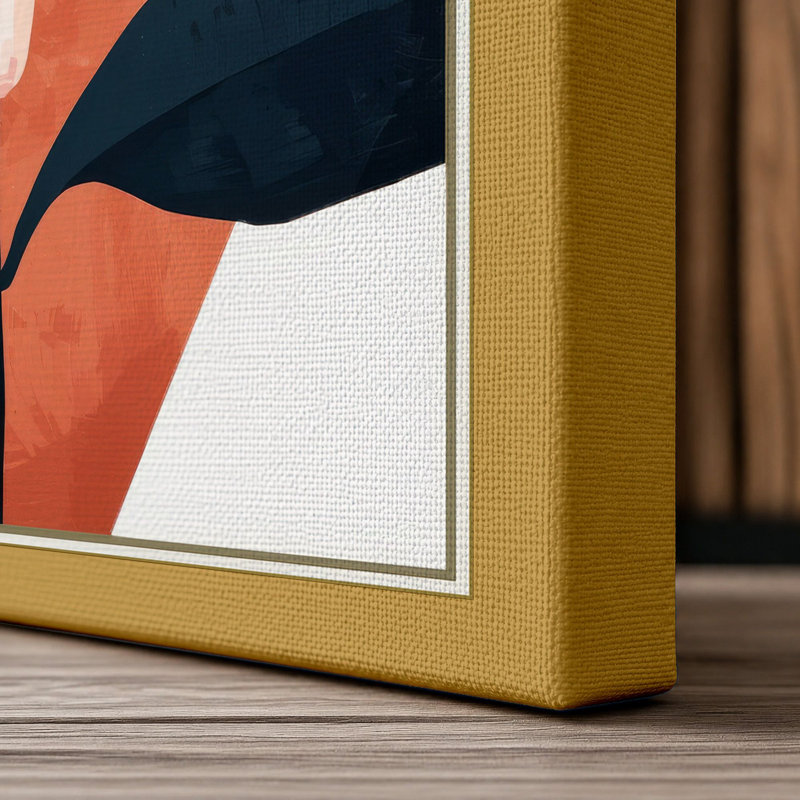 Geometric Bloom Botanical - Wrapped Canvas, 30x20 - 76.2 x 50.8 cm, Ochre Border