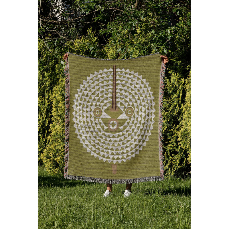 Couverture 100% coton Mossi, Chartreuse, L 70 po x l 50 po