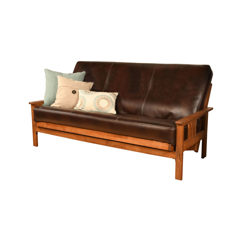 Structure de futon double 79 po et matelas Stratford, Similicuir Java piste de l’Oregon, Barbade