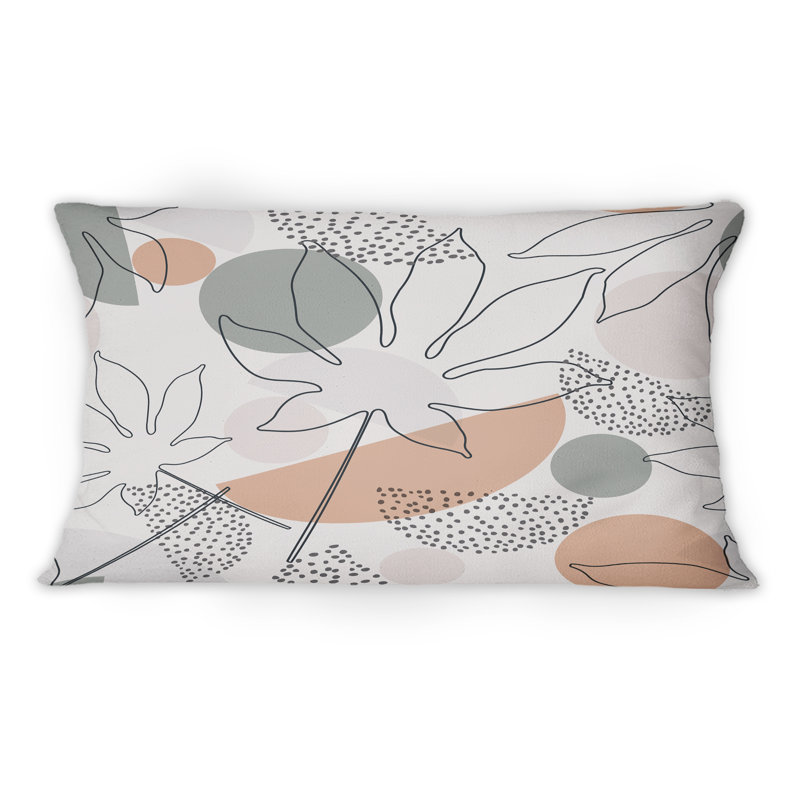 Coussin décoratif abstrait à motif de lignes abstraites à motif de plantes tropicales II 12 po x 20 po