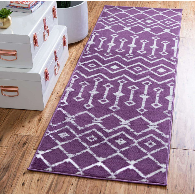 Tapis contemporain Aemtenan couleur colombe, Tapis de couloir 2 pi x 9 pi 10 po