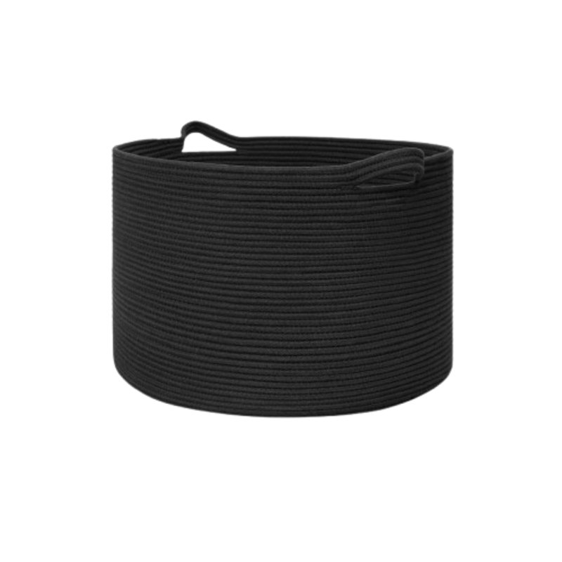 Xxxlarge Black Woven Cotton Rope Blanket Basket