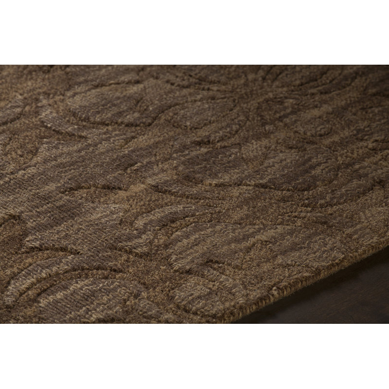 Tapis brun tissé à la main Rekha, Rectangle 5 pi x 7 pi