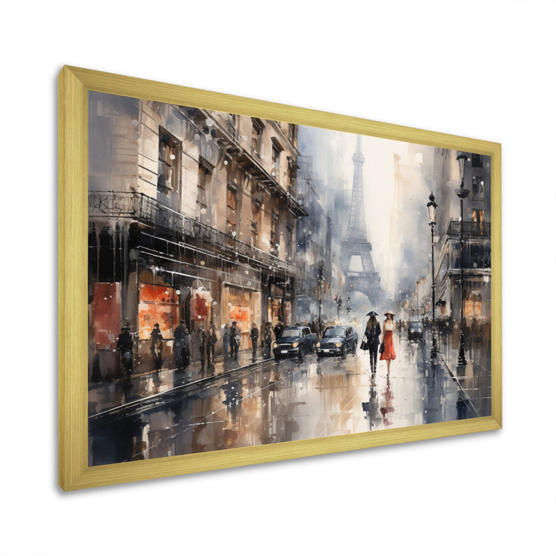 «Fashion Couture Cityscape», art mural encadré, Encadrement doré, H 34 po x l 44 po x P 1,5 po