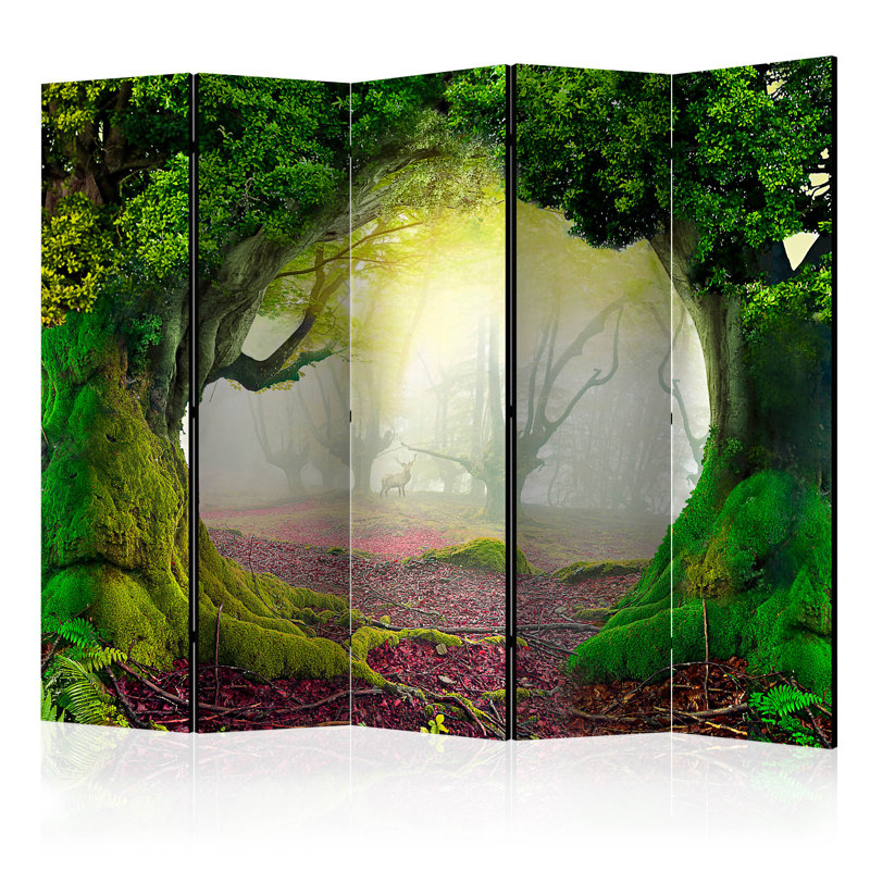 Chavez 225cm W x 172cm H 5 - Panel Solid Wood Folding Room Divider