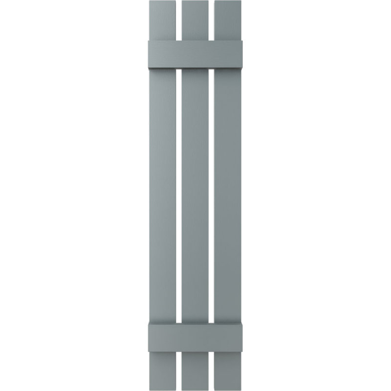 Vinyle à vie, trois planches TailorMade espacées (2 lattes), volets planche-n-latte, avec cages-volets (par paire), 49"