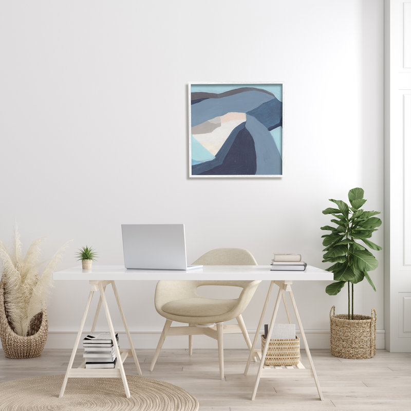 «Geometric Coastal Shape Arrangement Abstract Blue Gray» par June Erica Vess - Peinture sur toile