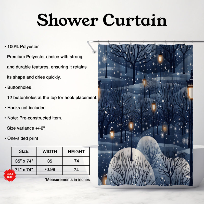 Starry Lights - Rideau de douche Premium, H 74 po x l 71 po