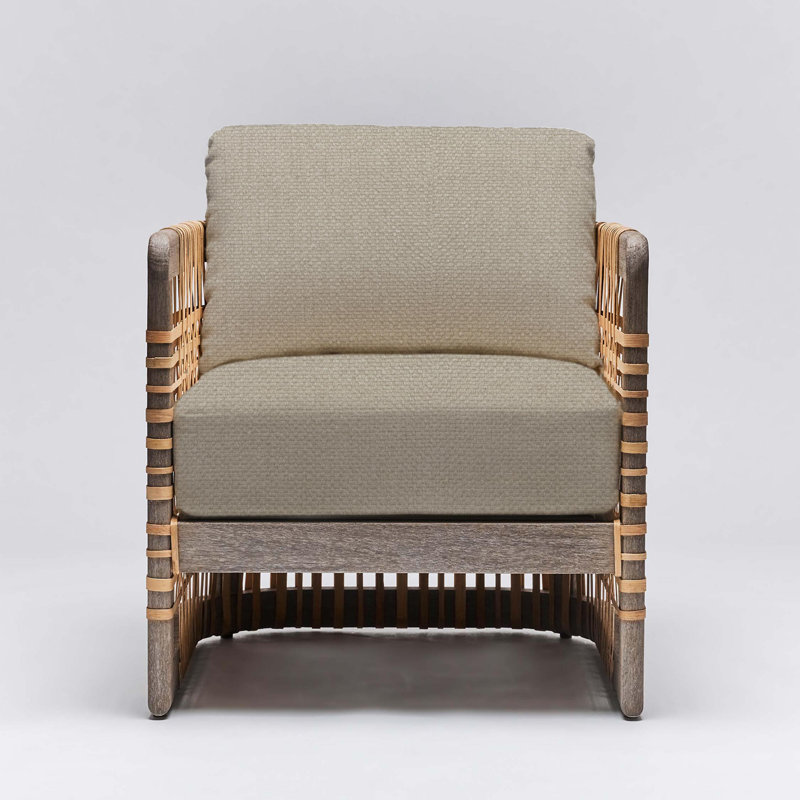 Fauteuil Palms, Cérusé blanc, Sisal tissé