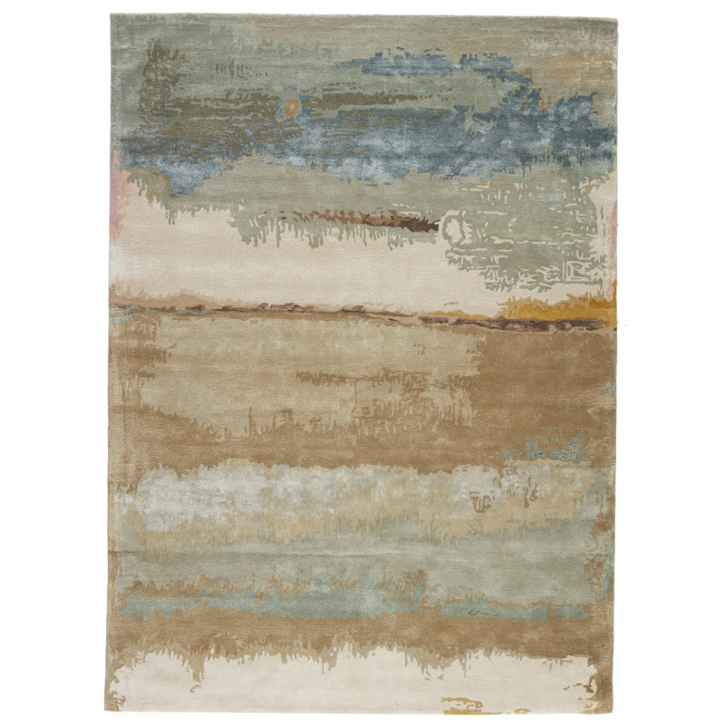 Tapis gris / beige touffeté à la main Douwe, Rectangle 8 pi x 11 pi