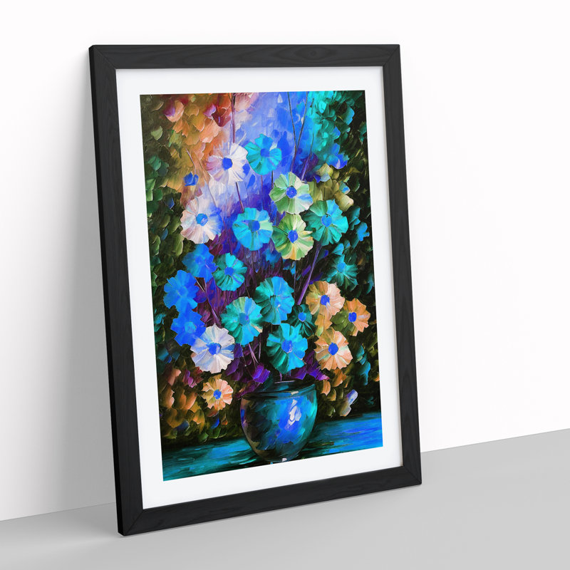 Vase Of Flowers No.5 - Single Picture Frame Painting, Black , 64cm H x 46cm W x 2cm D