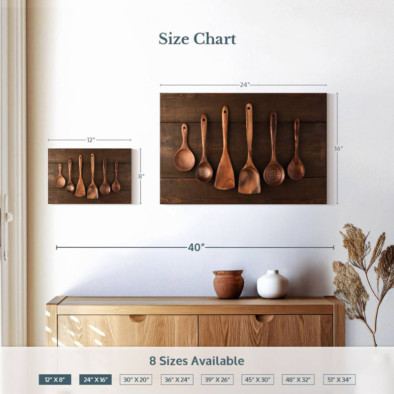 Senne Wooden Kitchen Utensils, 16" H x 24" W
