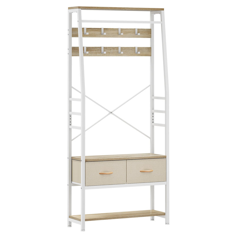 Alexeis Hall Tree 80cm Wide with Bench, White/Beige