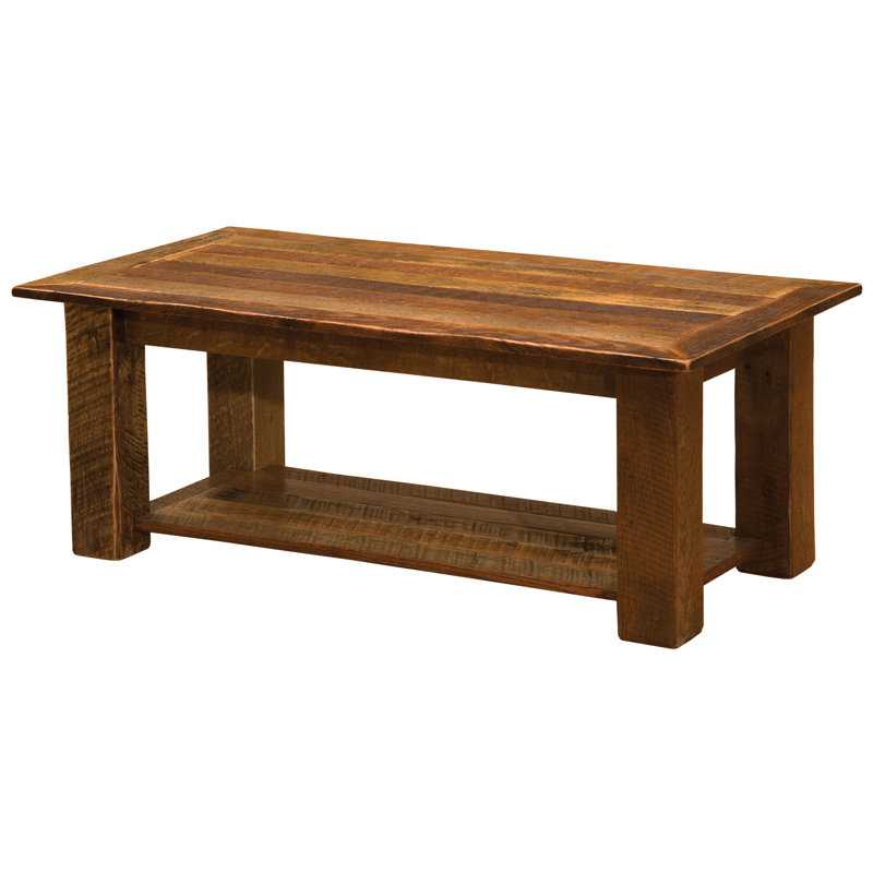 Fireside Lodge Barnwood Rectangle Coffee Table with Shelf - 48" x 24" - Standard, 18" H x 48" W x 24" D
