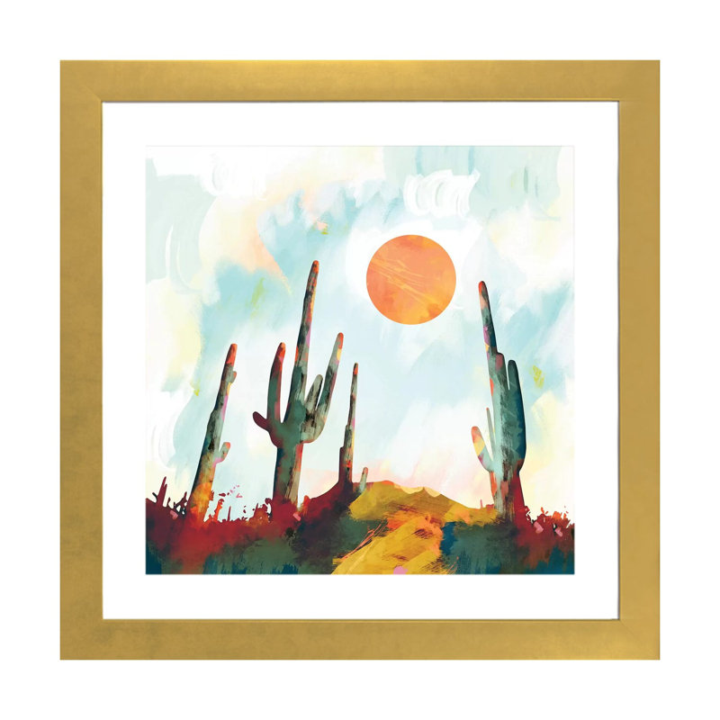 «Desert Day», reproduction d'impression, H 24 po x l 24 po x p 1 po, Papier encadré doré, Blanc