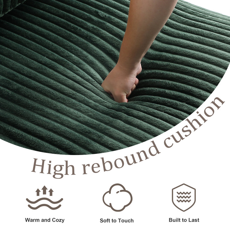 4 Seater Sectional, Green Polyester/Foam Padding