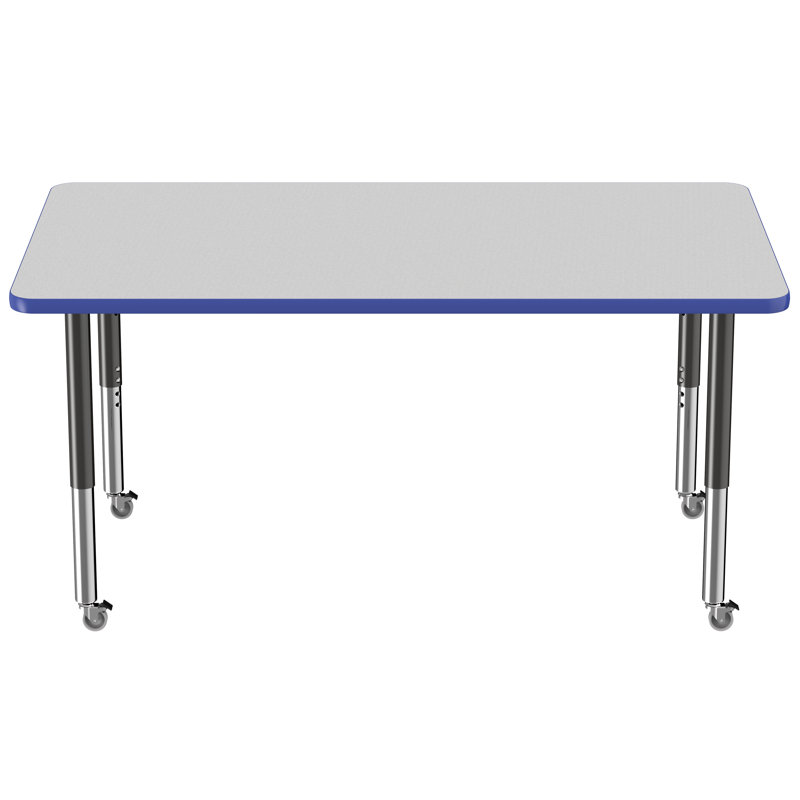 Table d'activité rectangulaire à hauteur réglable en forme de T, Gris/Bleu/Noir, Super, 24 po x 36 po