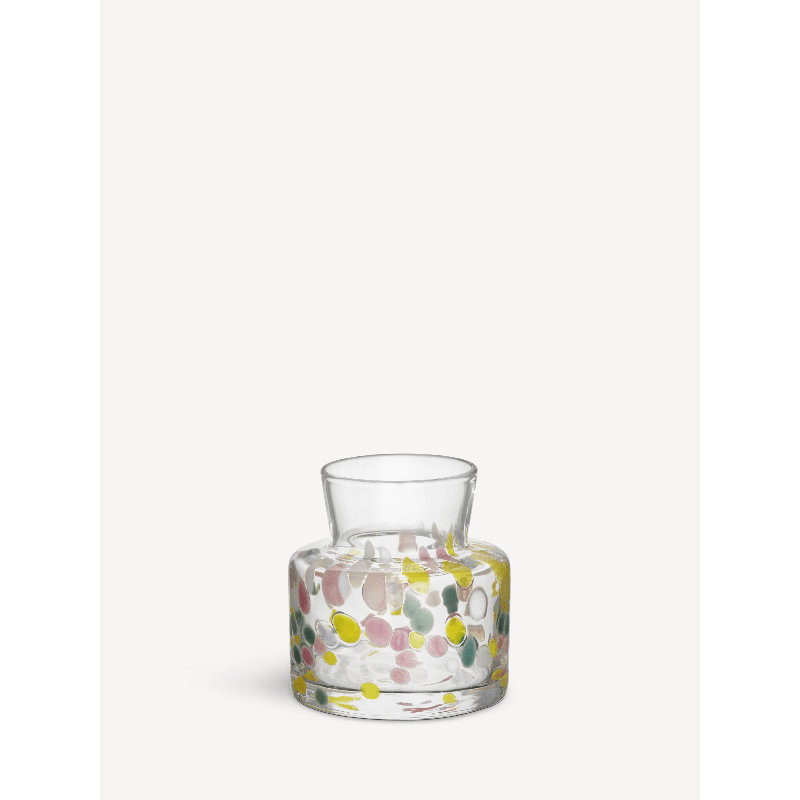 Meadow Glass Table Vase, 4.5" H x 4.3" W x 4.3" D, White/Pink/Yellow/Green
