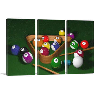Billiard Balls Home Decor - ensemble de 3 reproductions d'art sur toile tendue