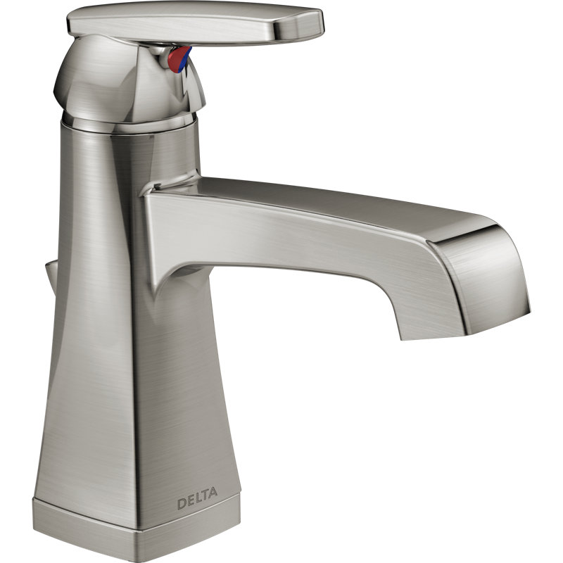 Robinet de salle de bain monocorps avec drain Ashlyn, robinet de salle de bain à poignée simple, Acier inoxydable Brilliance