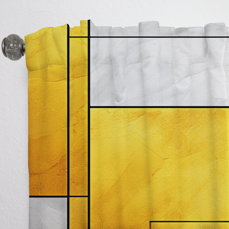 Jaune et gris Fusion géométrique I - Rideau abstrait - Rideau géométrique obscurcissant - 1 panneaux, L 52 po x L 63 po