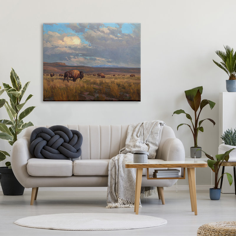 Buffalo, paysage nuageux sur toile, H 36 po x l 48 po x P 1,5 po