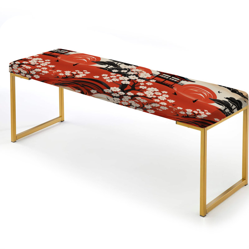Porte rouge Torii à motif japonais - banc rembourré doré japonais