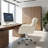 Faux Leather Home Office Chair Adjustable Swivel Desk Chair-1327126243