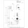 14" Black Polypropylene Pull To Open Bathtub Leg Drain Assembly with Two-Hole Overflow