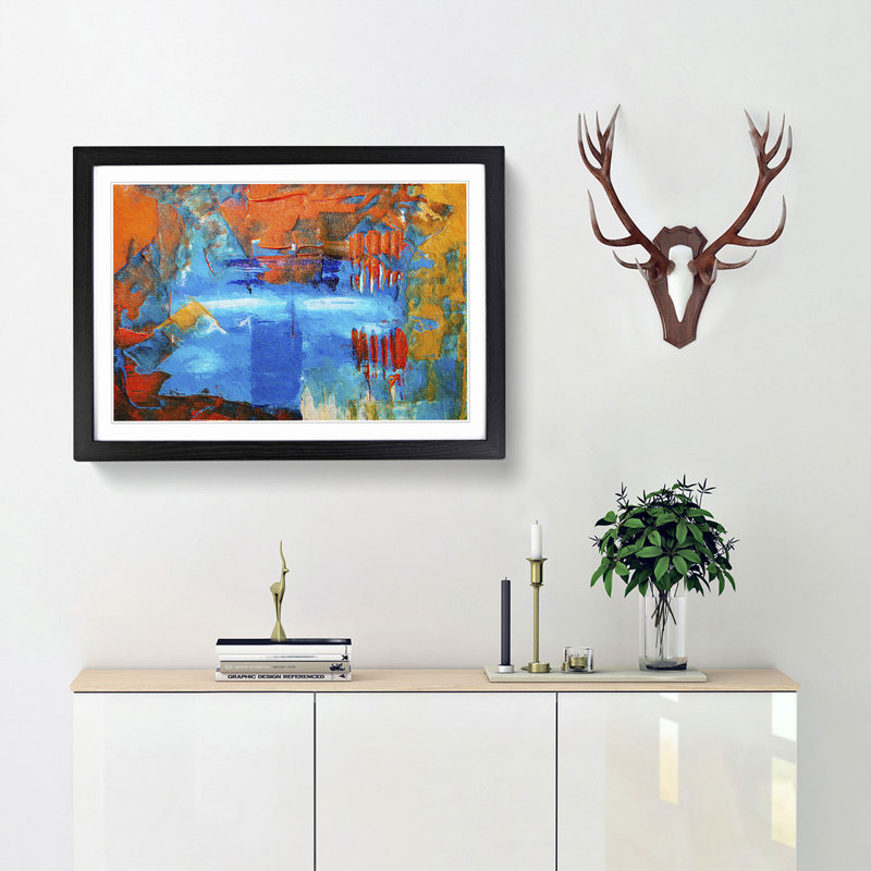 Abstract Vol.191 by S.Johnson - Single Picture Frame Painting, 33cm H x 45cm W x 2cm D, Black Framed