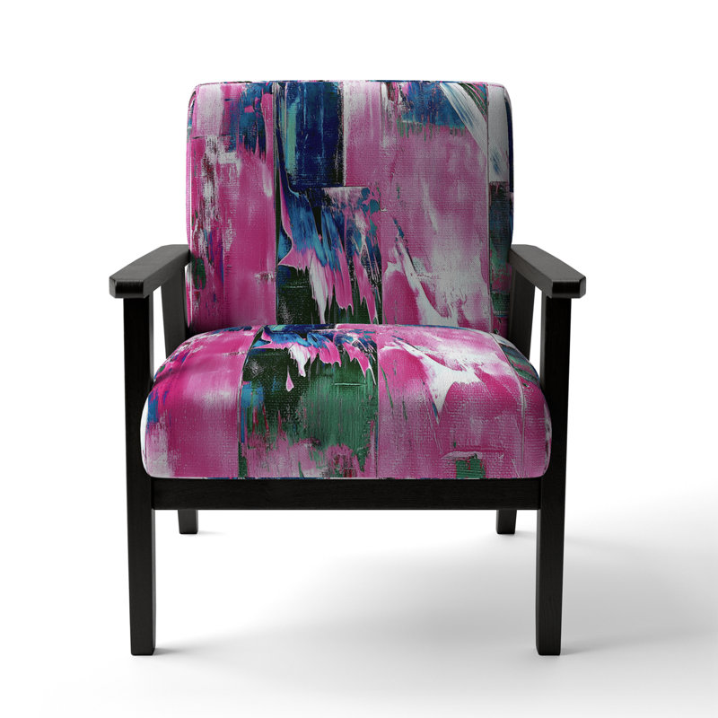 Coloré peinture abstraite Strokes II - Chaise d'appoint rembourrée et fauteuil moderne, Polyester rose