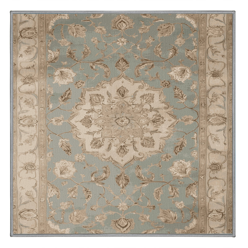 Tapis gris Tabriz lavable à la machine, Carré 3 pi