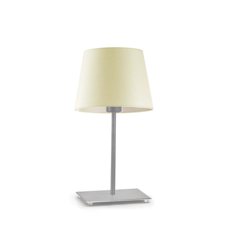 Asaun Metal Table Lamp, Brushed Steel, Ecru