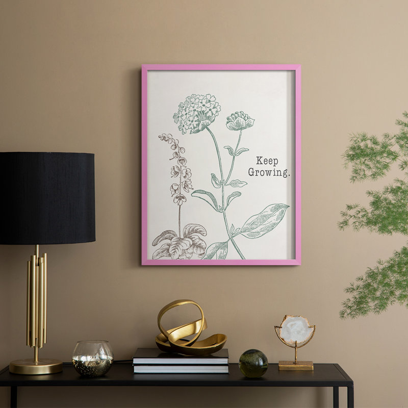 Keep Growing Framed Print - Solid Wood, Pink, 30" H x 24" W