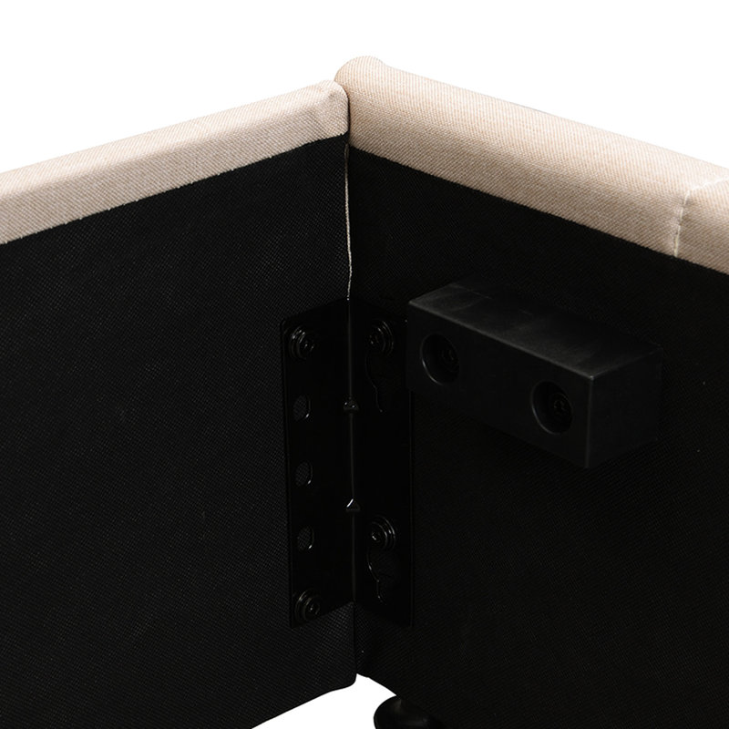 Lit plateforme tapissier beige pour grand lit avec rangement hydraulique pour améliorer l'esthétique de la chambre à coucher
